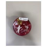 Mary Gregory Cranberry glass dish