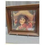 Wood Frame Picture with a Woman Displaying a Straw