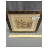Dark Frame with Three Children Hanging From Split