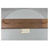 Wooden Peg Rack w/Hearts by W.C. Mock Family