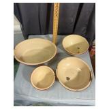 Cream Enamelware Basins and Mixing Bowls Red Trim