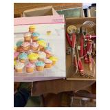 Sunny Side Up Bakery Cupcake Stand and Red Kitchen