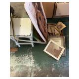 Antique Painted Cottage Side Table with Picture Fr
