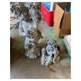 Cast Stone Cherub and Winged Garden Statuary Two P