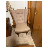 High Back Wooden Glider Rocking Chair with Cushion