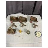 Antique Pressed Tin Military Toy Train Cars Cannon