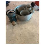 Galvanized Metal Wash Tub Pails and Watering Cans