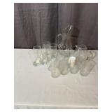 Etched Starburst Pattern Glass Drinkware Set Inclu