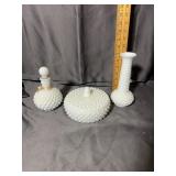Fenton White Hobnail Milk Glass Vanity Dresser Set