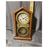 Antique Barber Pole Steeple Shelf Clock Gold Gilt