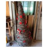 Large Woven Grapevine Topiary Cone Christmas Tree
