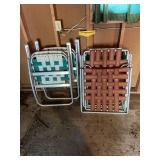 Folding Webbed Aluminum Lawn Chairs Including Rock