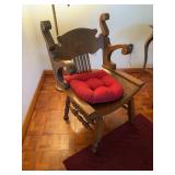 Antique Carved Quartersawn Tiger Oak Armchair with