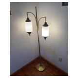 Mid Century Modern Two Light Floor Lamp White Ribb