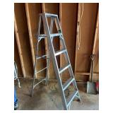Six-Foot Aluminum Stepladder with Folding Pail She