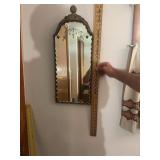 Etched Scalloped Wall Mirror with Gilt Frame and R