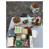 Retro Christmas Decor Sleigh Avon Pomander and Mus