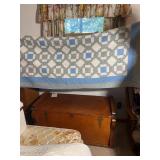 Blue And White Irish Chain Pattern Hand Pieced Cot
