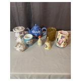 Assorted Decorative Ceramics Pressed Glass Pitcher