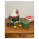 Holiday Decor Lot Including Lighted Santa House an