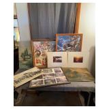 Assorted Wall Art, Framed Puzzles, Landscape Print