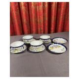 Japanese Floral Hand Painted Porcelain Teacups and