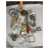 Antique and Mid-Century Metal Kitchen Utensils wit