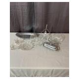 Silver Plate Butter Dish Serving Platter and Press