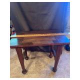 Wooden Accent Side Table with Turned Feet and Stre