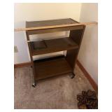 Mid-Century Modern Rolling Media Cart with Faux Wo