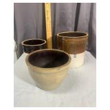 Antique Salt Glazed Stoneware Crocks and Mixing Bo