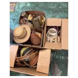 Assorted Woven Baskets Planters and Decorative Str