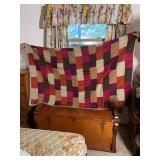 Hand Tied Patchwork Silk Fabric Block Quilt Throw