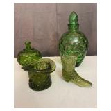 Green Glass Assortment Featuring Fenton L.E. Smith