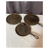 Wagner Ware and Favorite Piqua Ware Cast Iron Roun