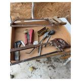 Assorted Hand Tools with Wood Handle Hacksaws and