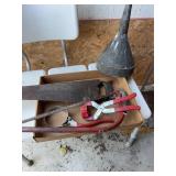 Assorted Hand Tools with Saws Oil Filter Wrench an
