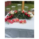 Holiday Candleholder Centerpiece with Five Glass H