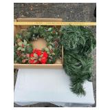 Artificial Holiday Pine Wreath with Lights and Gre