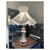 Victorian Style Porcelain Floral Boudoir Lamp With