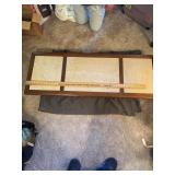 Mid Century Modern Inset Travertine Walnut Low Cof