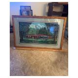 Framed Architectural Landscape Painting American R