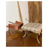 Antique Cast Metal Griffin Footstool and Folk Art