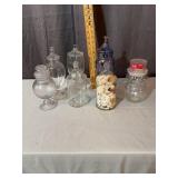 Assorted Glass Apothecary Jars Candy Dishes and Sn