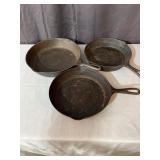 Antique Cast Iron Skillet Trio Including Wapak No