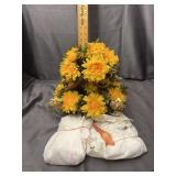 Brass Tone Candelabra Centerpiece with Faux Yellow