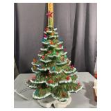 Lighted Ceramic Christmas Tree With White Glaze Ba
