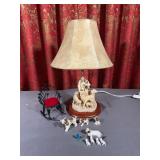 Shepherd Table Lamp with Miniature Animal Figurine