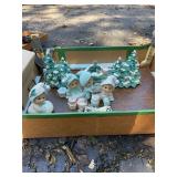 Ceramic Lighted Winter Holiday Village Diorama wit