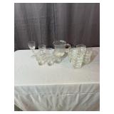 Etched Floral Pitcher Tumblers and Footed Glasswar